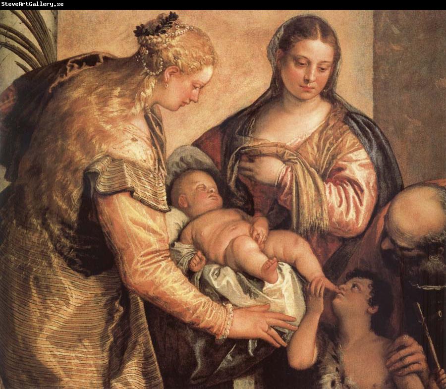Paolo Veronese The Sacred one Famililia with Holy Barbara and the young one San Juan the Baptist one